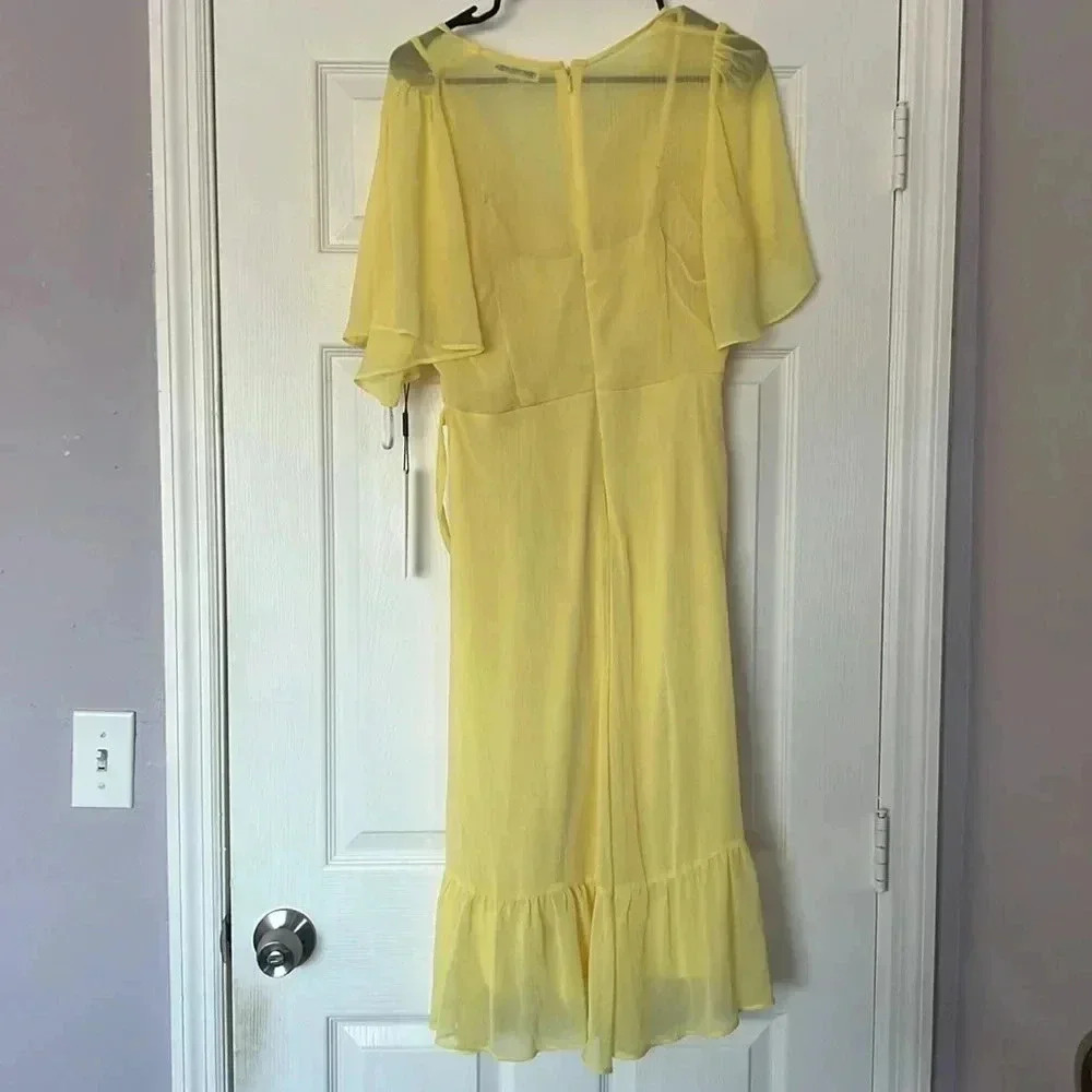 Yellow Calvin Klein Ruffle Dress Size 6 - Picture 5 of 8